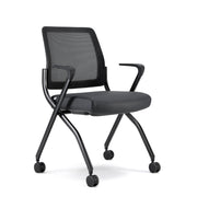 OfficeSource Starlight Nesting Chair with Arms - Set of 2 - Black PU Leather