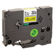 Tze Extra-Strength Adhesive Laminated Labeling Tape, 0.35" X 26.2 Ft, Black On Yellow