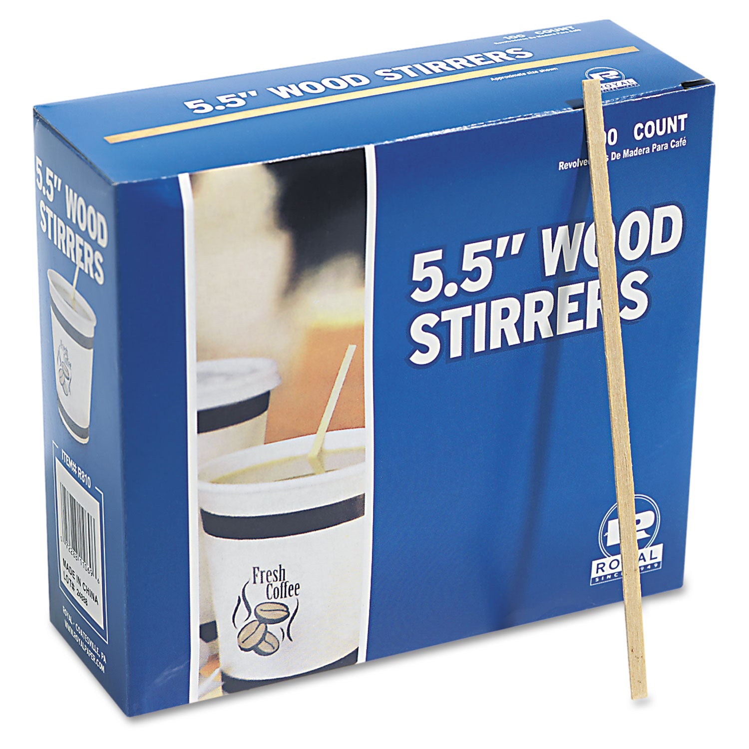 Royal Wood Coffee Stir Sticks, 5.5" Length, Birch Wood, Natural, 1000/Box, 10 Carton
