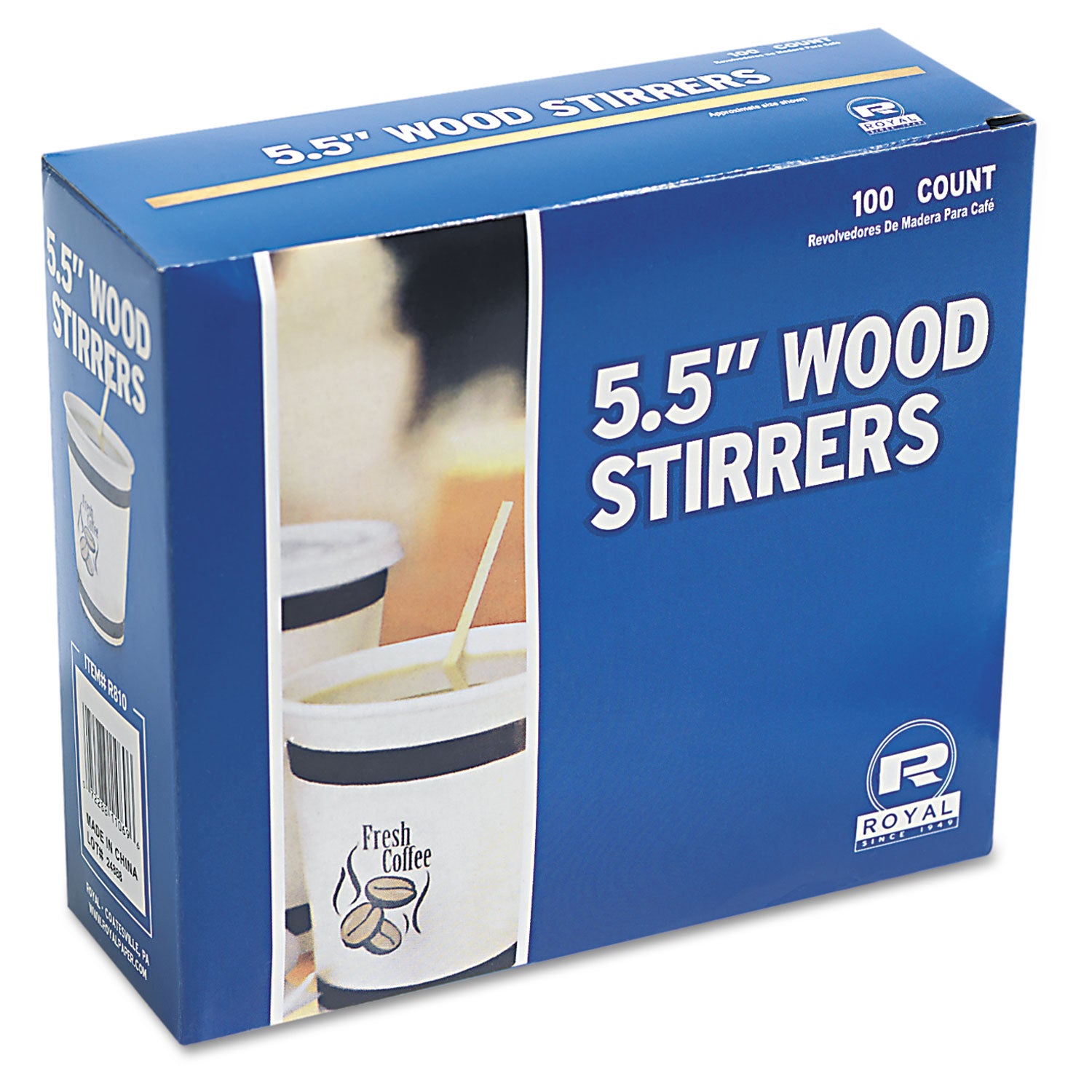 Royal Wood Coffee Stir Sticks, 5.5" Length, Birch Wood, Natural, 1000/Box, 10 Carton