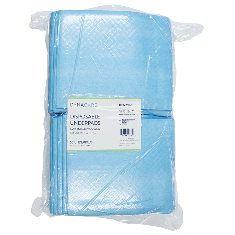 Disposable Underpads, 23" x 36" (60g) - 50 pcs per Bag/3 Bags per Case