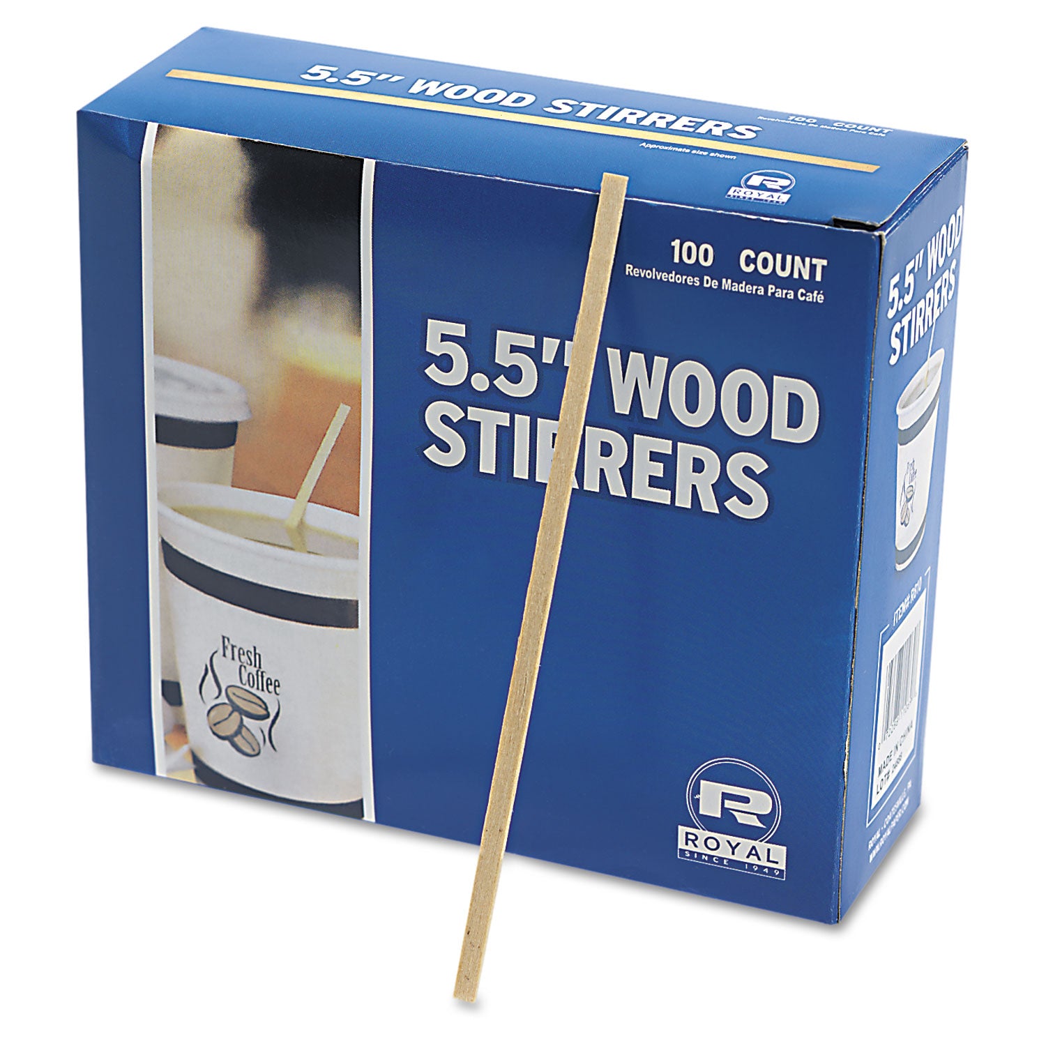 Royal Wood Coffee Stir Sticks, 5.5" Length, Birch Wood, Natural, 1000/Box, 10 Carton