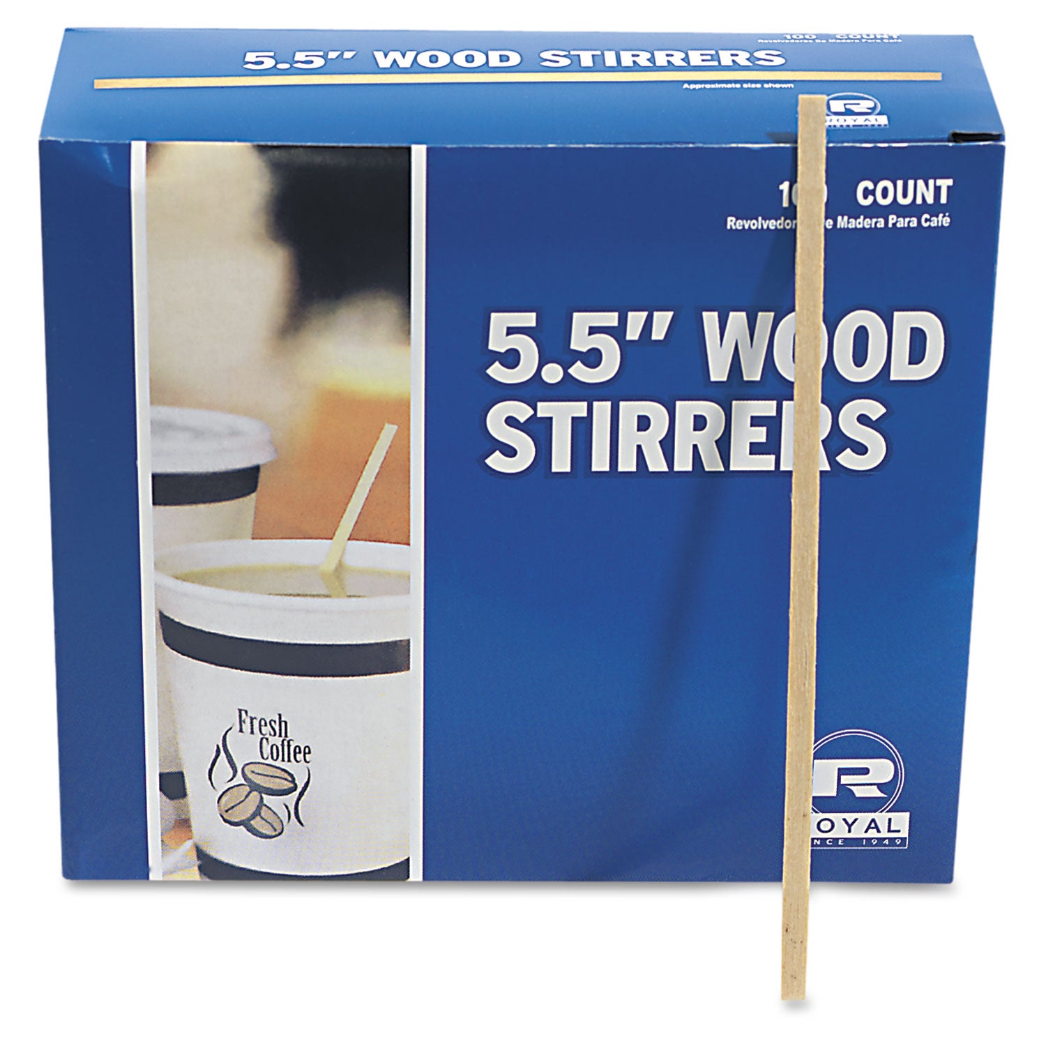 Royal Wood Coffee Stir Sticks, 5.5" Length, Birch Wood, Natural, 1000/Box, 10 Carton