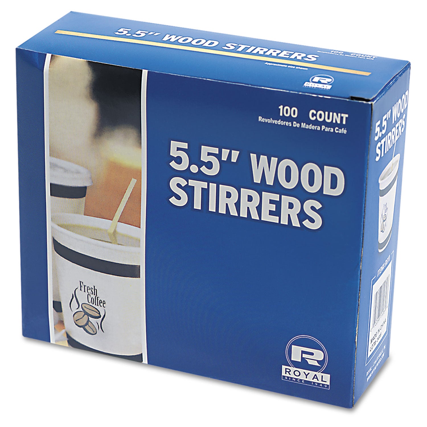 Royal Wood Coffee Stir Sticks, 5.5" Length, Birch Wood, Natural, 1000/Box, 10 Carton