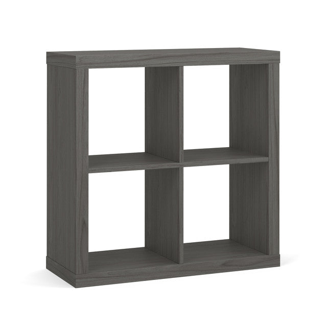 OfficeSource Laminate 4-Cube Storage Bookcase - Coastal Gray