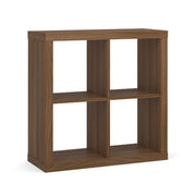 OfficeSource Laminate 4-Cube Storage Bookcase - Modern Walnut