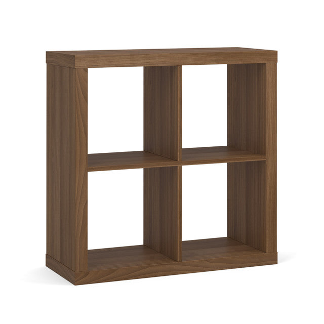 OfficeSource Laminate 4-Cube Storage Bookcase - Modern Walnut