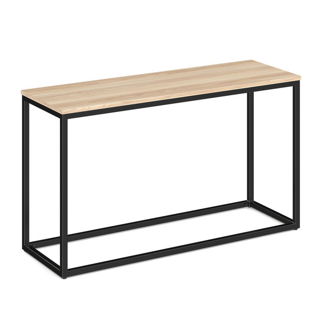 OfficeSource Lenox 16"x48" Console Table with Black Metal Base - American Elm
