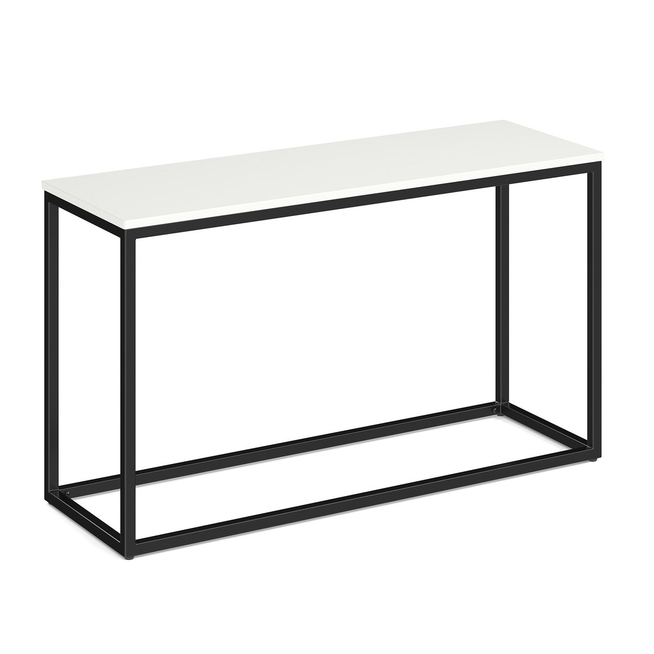 OfficeSource Lenox 16"x48" Console Table with Black Metal Base - White