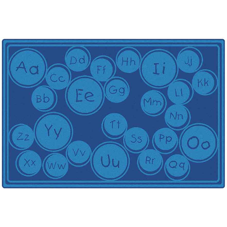 Alphabet Bubbles Seating Rug  - 4ft x 6ft - Rectangle - Blue