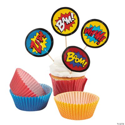 Superhero Baking Cups W/Picks - 100 Pieces