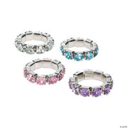 Rhinestone Stretch Rings - 24 Pieces