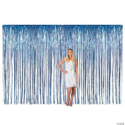 Lg Blue Fringe Door Curtain - 1 Piece