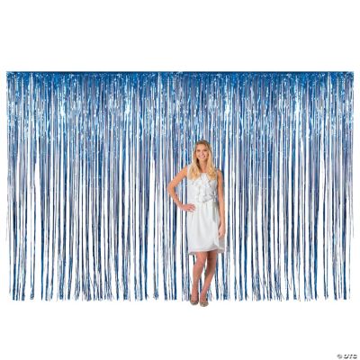 Lg Blue Fringe Door Curtain - 1 Piece
