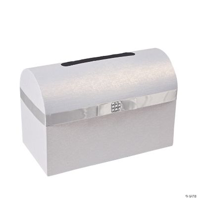 Wedding Card Box W/Silver Bow - 1 Piece