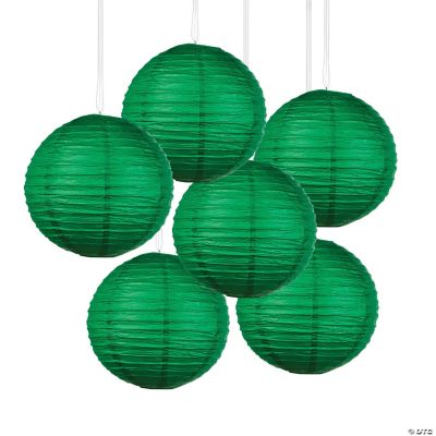 Green Hanging Paper Lanterns - 6 Pieces