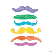 Adhesive Neon Mustaches - 12 Pieces