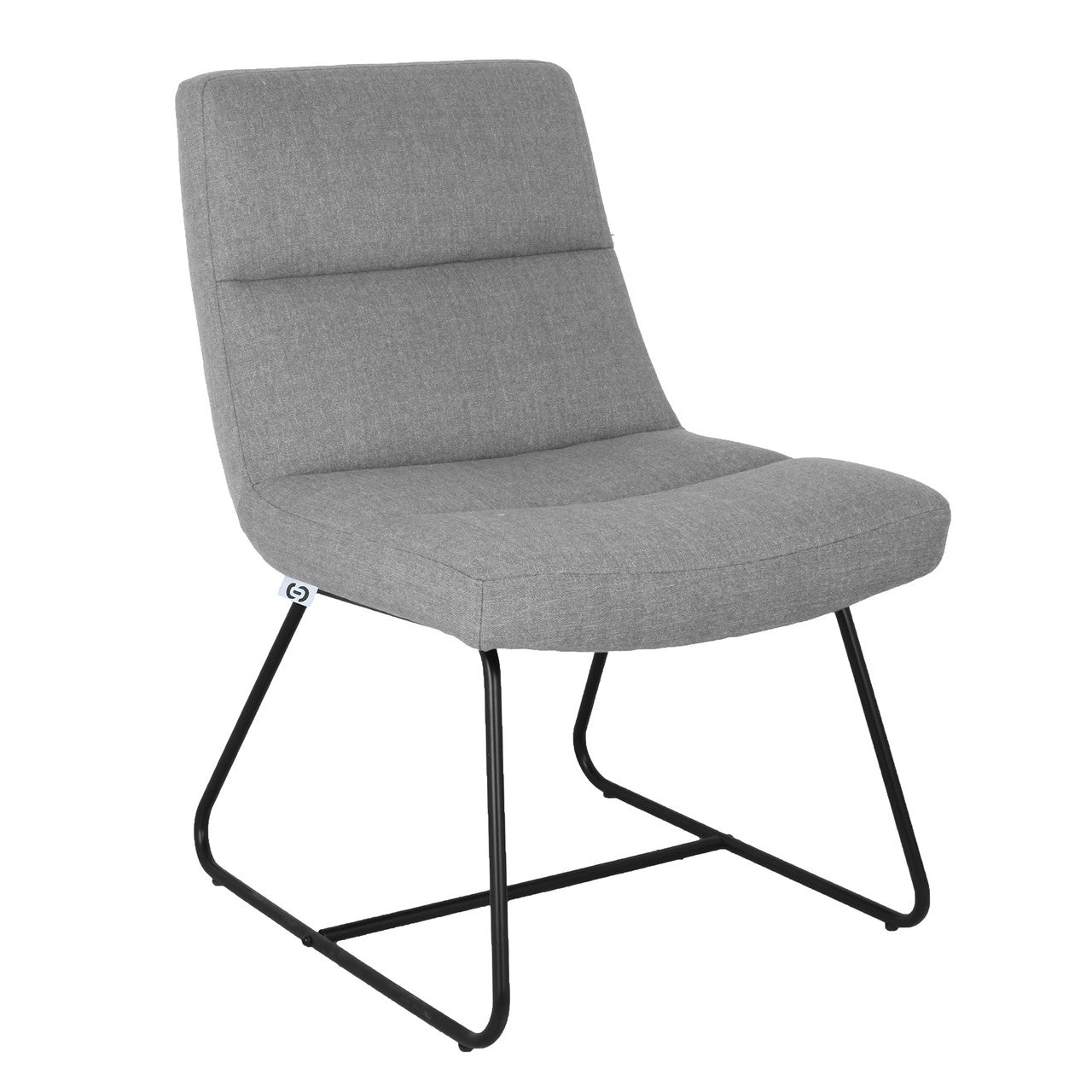OfficeSource Sutton Upholstered Lounge Chair with Sled Base - Light Gray w/ Black Frame