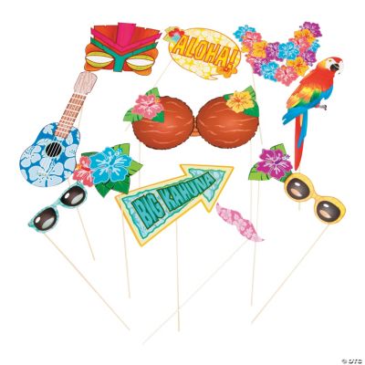 Luau Photo Stick Props - 12 Pieces