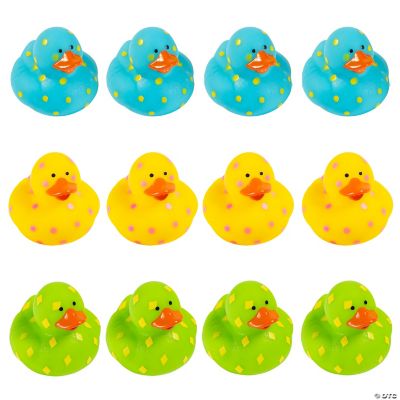Bright Pattern Rubber Duckies - 12 Pieces