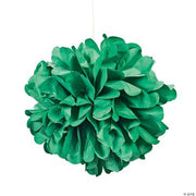 Green Tissue Pom Pom Decor W/Grommet - 6 Pieces