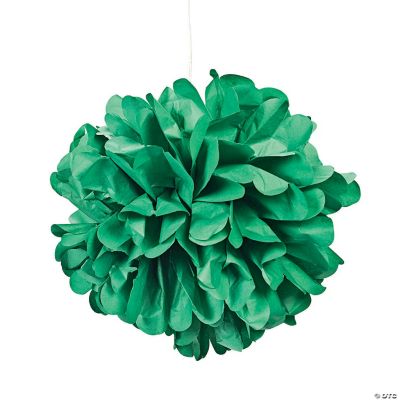 Green Tissue Pom Pom Decor W/Grommet - 6 Pieces