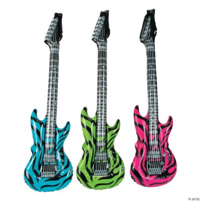 Large Inflate Neon Zebra Print Guitar - 6 Pieces