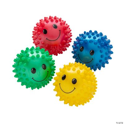 Primary Color Spike Balls With Faces - 12 Pieces