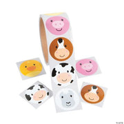 Simple Face Farm Animal Roll Stickers - 100 Pieces