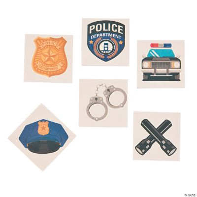Police Party Temporary Tattoos - 72 Pieces