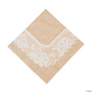 Burlap & Lace Lunch Napkins - 16 Pieces