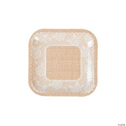 Burlap & Lace Dessert Plates - 8 Pieces