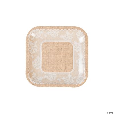 Burlap & Lace Dessert Plates - 8 Pieces
