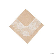 Burlap & Lace Bev Napkins - 16 Pieces
