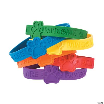 Paw Print Rubber Bracelet - 24 Pieces