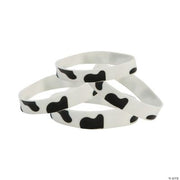 Rubber Cow Print Bracelets - 12 Pieces
