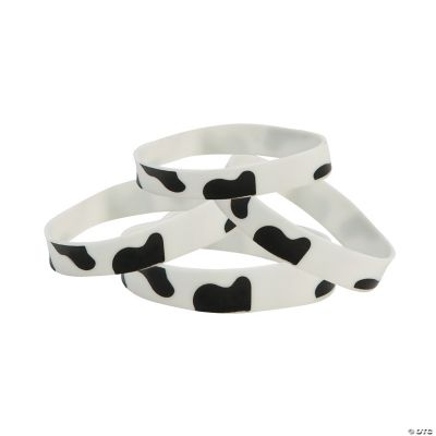 Rubber Cow Print Bracelets - 12 Pieces
