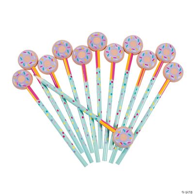 Donut Party Pencils W/ Erasers - 12 Pieces