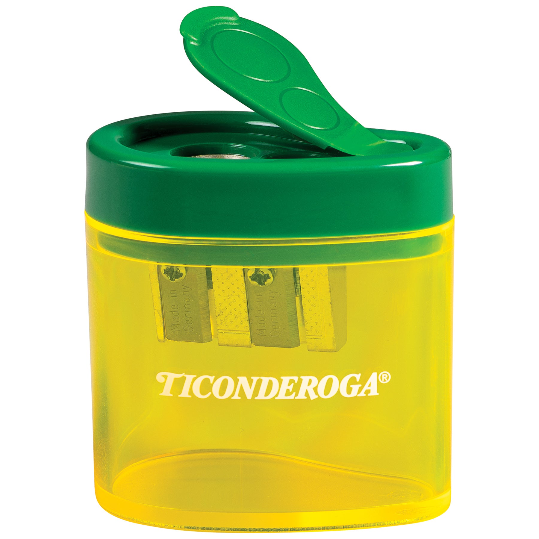 Two Hole Pencil Sharpener, Green/Yellow, 1 Count
