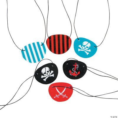 Fun Pattern Pirate Eyepatches - 12 Pieces