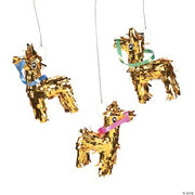 Mini Gold Fringe Donkey Pinata Decor - 3 Pieces