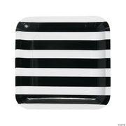 Black & White Striped Dinner Plates - 25 Pieces