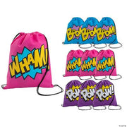 Superhero Girl Drawstring Backpacks - 12 Pieces