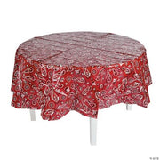Red Bandana Round Tablecover Plastic - 1 Piece