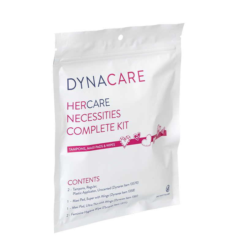 HER Care Necessities Complete Kit, Tampons, Pads & Wipes- 50 pcs per Case