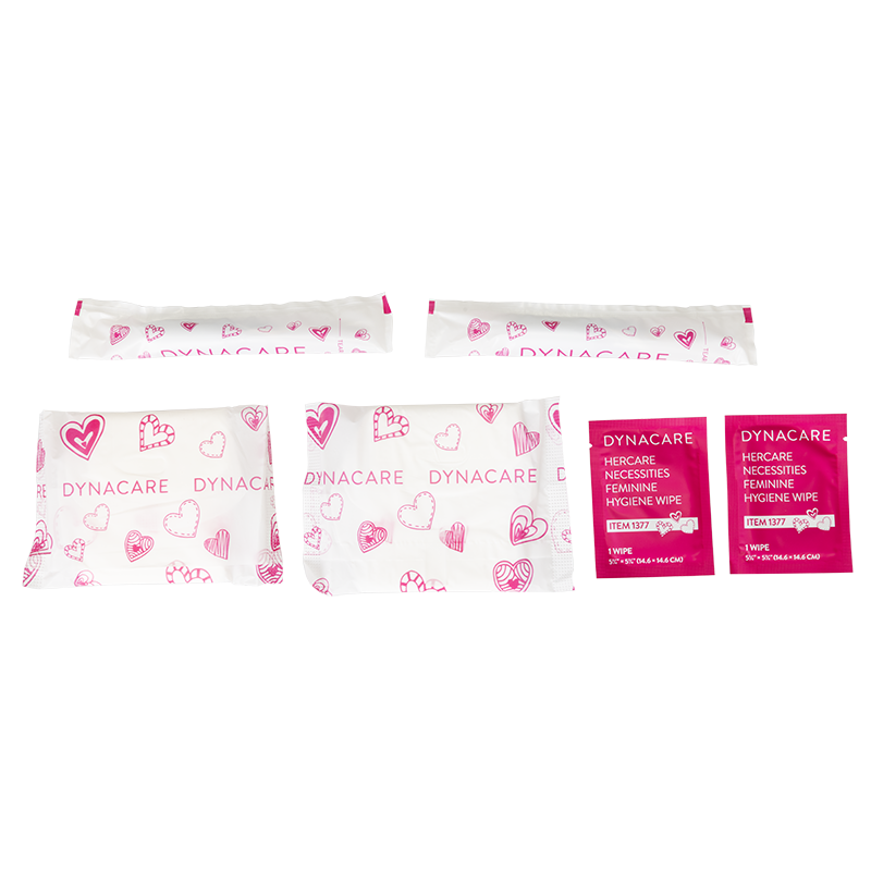 HER Care Necessities Complete Kit, Tampons, Pads & Wipes- 50 pcs per Case