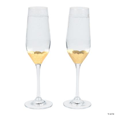 Champagne Flutes W/Gold Scallop - 2 Pieces