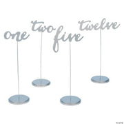 1-12 Calligraphy Silver Table Numbers - 12 Pieces