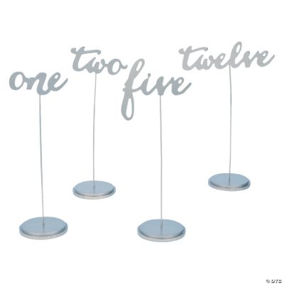 1-12 Calligraphy Silver Table Numbers - 12 Pieces