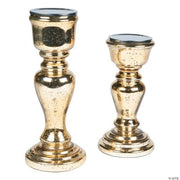 Gold Mercury Glass Candle Holders - 2 Pieces